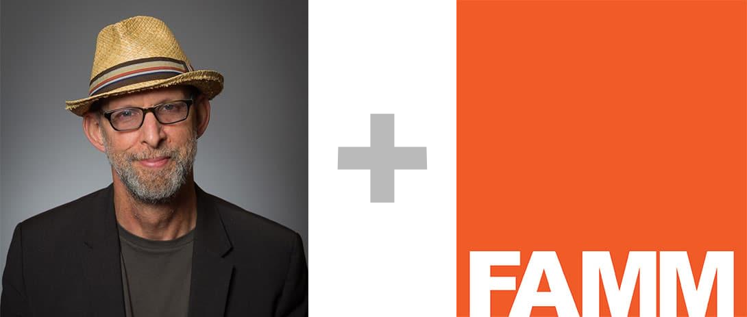 A portrait of Joseph Margulies next to the FAMM logo